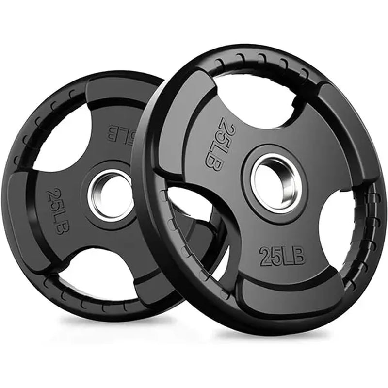RITFIT Olympic Rubber Grip Barbell Weights - 2-Inch Weight Plates for Weightlifting, Strength Training - Home Exercise Equipment for Home, Gym Use (Single, Pair, Sets: 2.5/5/10/25/35/45 LB)