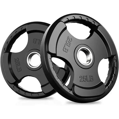 RITFIT Olympic Rubber Grip Barbell Weights - 2-Inch Weight Plates for Weightlifting, Strength Training - Home Exercise Equipment for Home, Gym Use (Single, Pair, Sets: 2.5/5/10/25/35/45 LB)
