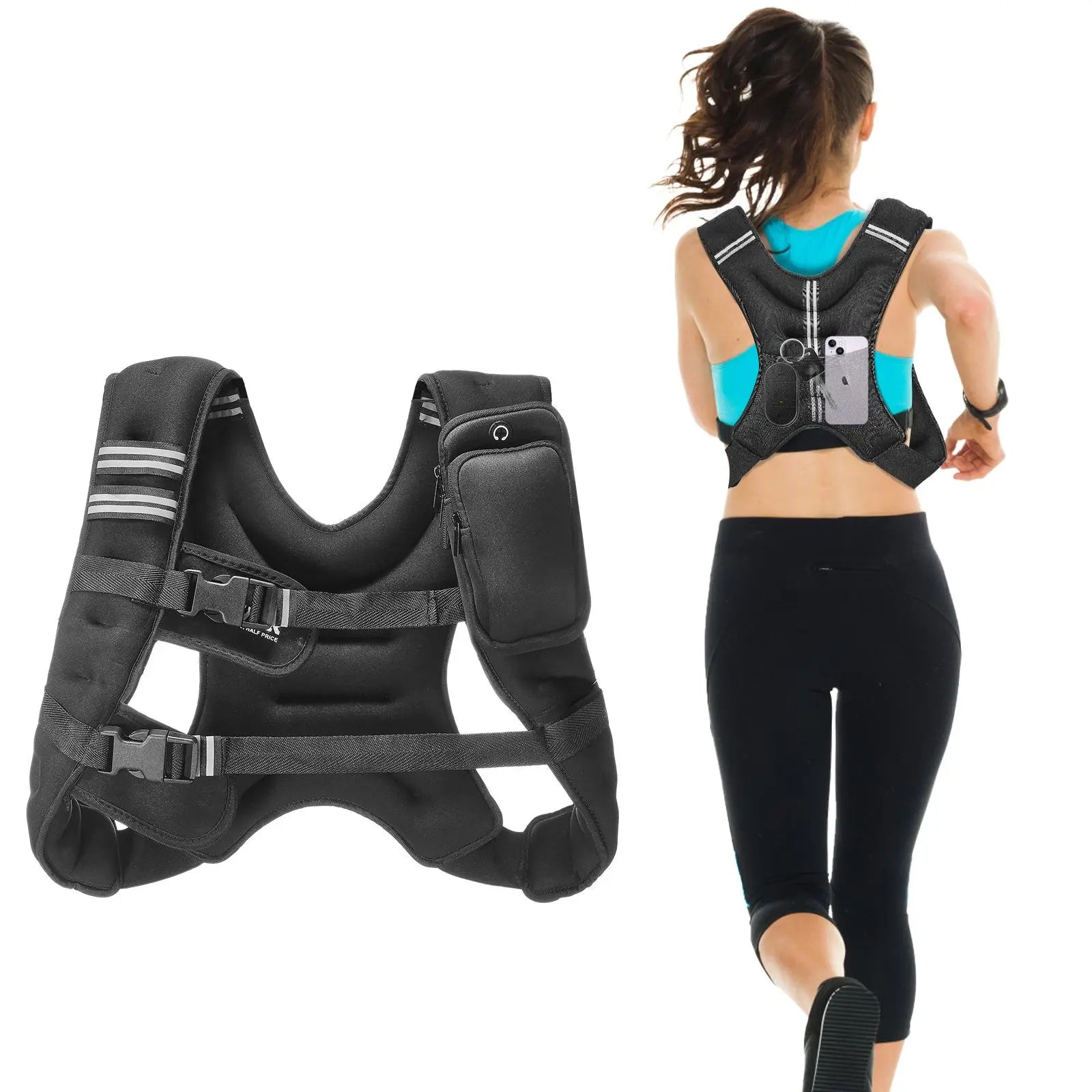 【Summervibes】Vevor Weighted Vest, 12 Lbs Weight Vest with Reflective Stripe, Adjustable Buckle Body Weight Vest for Men Women, Workout Equipment for Strength Training, Running, Jogging, Fitness, and Weight Loss
