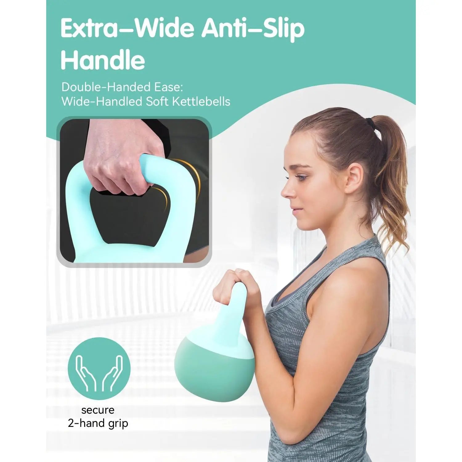 Soft Kettlebell - Cushioned Impact-Resistant Base and Anti-Slip, Kettle Bell Anti-Slip Grip Weight for Home Workouts, Safe Strength Kettlebells Sets for Women & Men, with Non-Slip Gloves, Home Fitness Equipment, Muscle Exercise Equipment