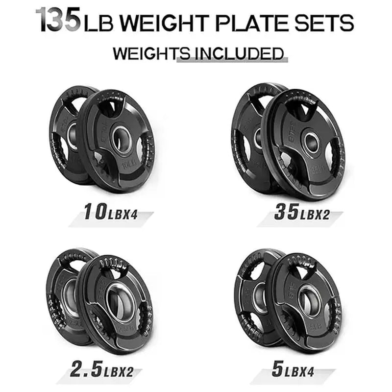 RITFIT Olympic Rubber Grip Barbell Weights - 2-Inch Weight Plates for Weightlifting, Strength Training - Home Exercise Equipment for Home, Gym Use (Single, Pair, Sets: 2.5/5/10/25/35/45 LB)