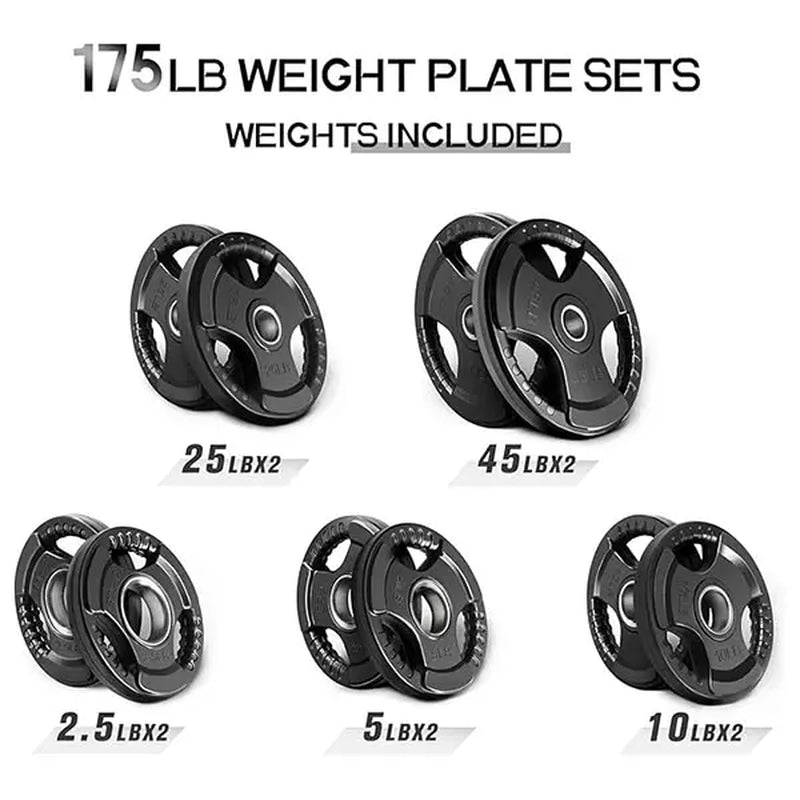 RITFIT Olympic Rubber Grip Barbell Weights - 2-Inch Weight Plates for Weightlifting, Strength Training - Home Exercise Equipment for Home, Gym Use (Single, Pair, Sets: 2.5/5/10/25/35/45 LB)