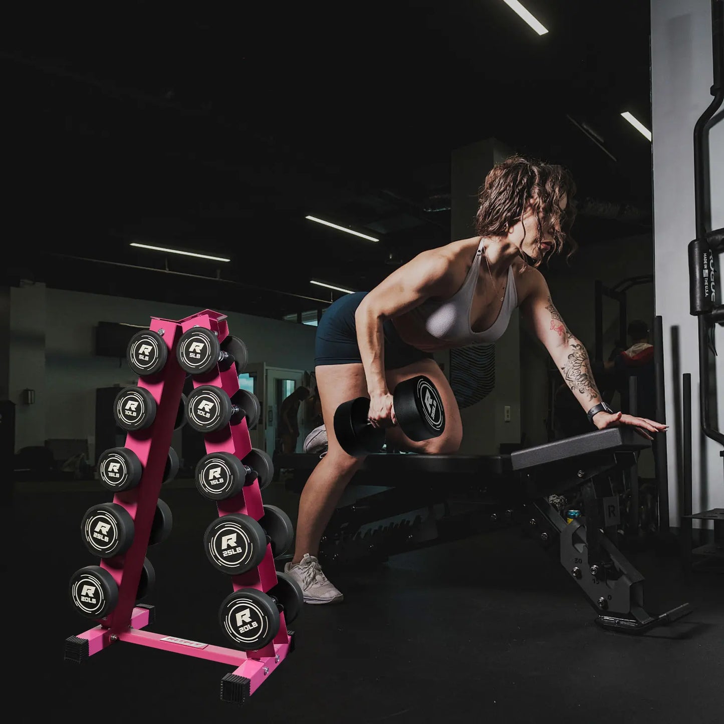 RITFIT Pvc-Coated round Head Dumbbells Set with A-Frame Rack, Home Fitness Equipment for Home Gym Weight Training