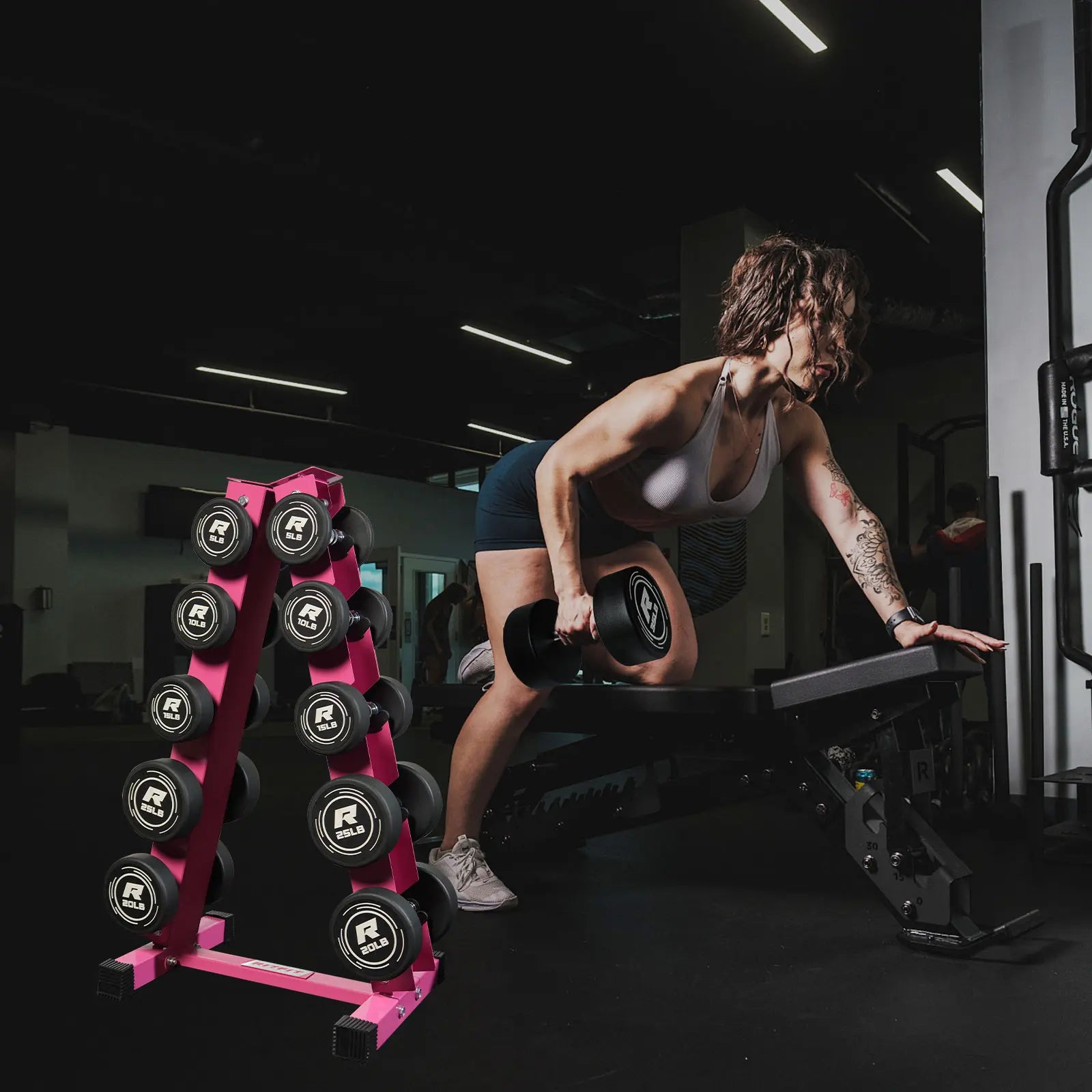 RITFIT Pvc-Coated round Head Dumbbells Set with A-Frame Rack, Home Fitness Equipment for Home Gym Weight Training