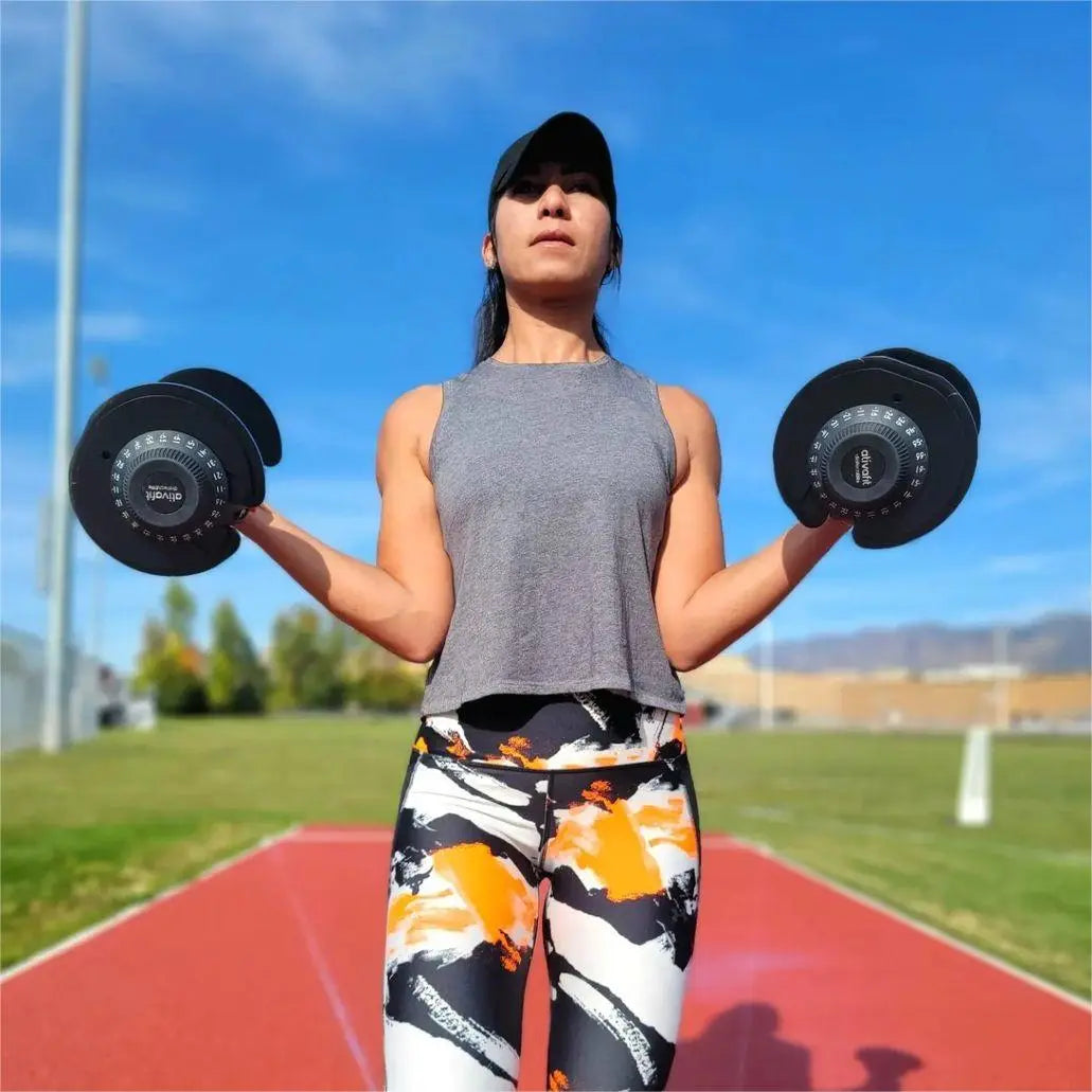 Ativafit 66LBS Adjustable Dumbbell Set | DT1166 with Anti-Slip Handle 12 in 1 Quick Dial Adjustment Weights with Safety Locking Button Space Saving Strength Training for Full Body Home Gym Workout
