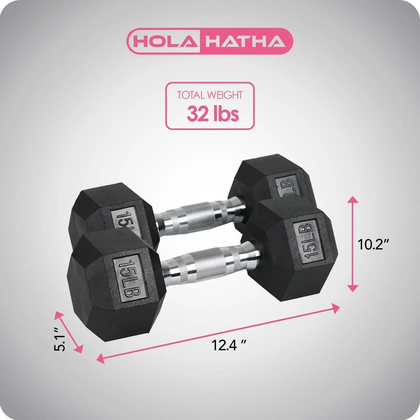 Holahatha Iron Hexagonal Cast Home Exercise Dumbbell Free Weight, 15 Pounds