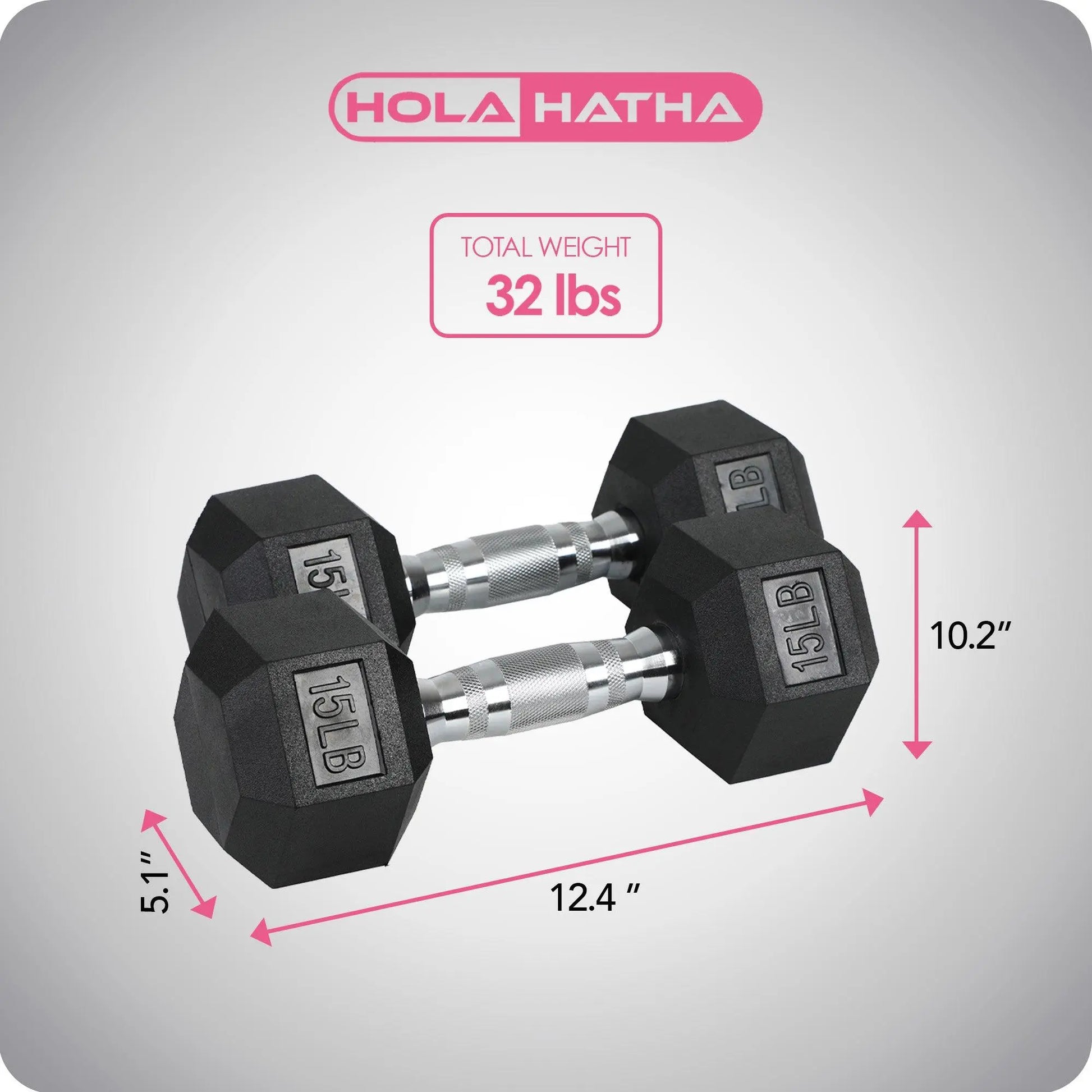 Holahatha Iron Hexagonal Cast Home Exercise Dumbbell Free Weight, 15 Pounds