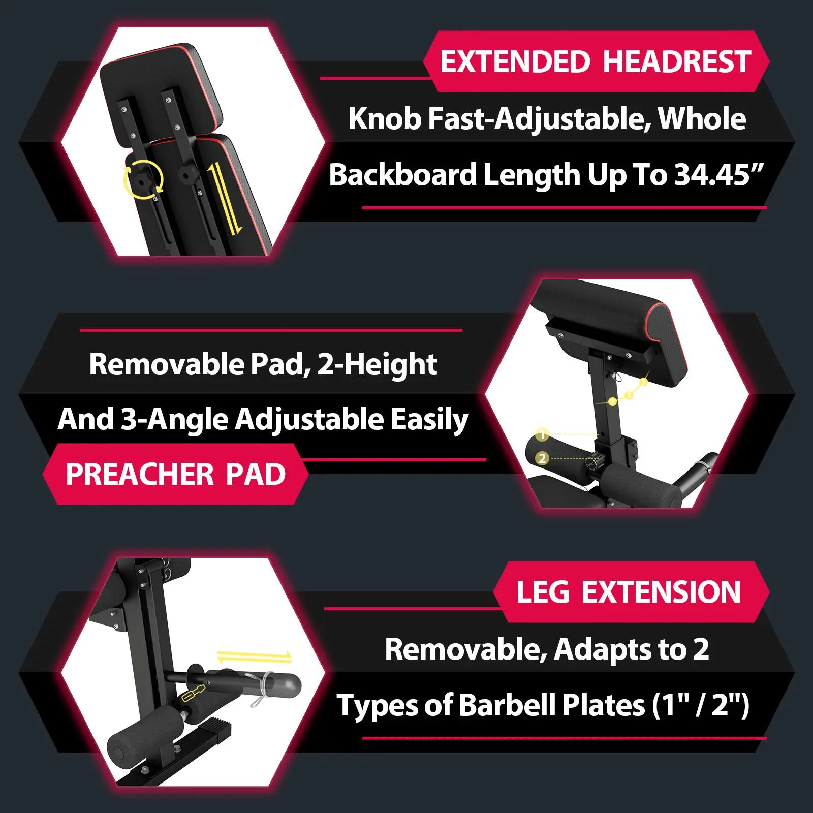 Adjustable Weight Bench,Workout Bench Press for Home Gym, Foldable Incline Decline Sit up Exercise Bench for Full Body Strength Training
