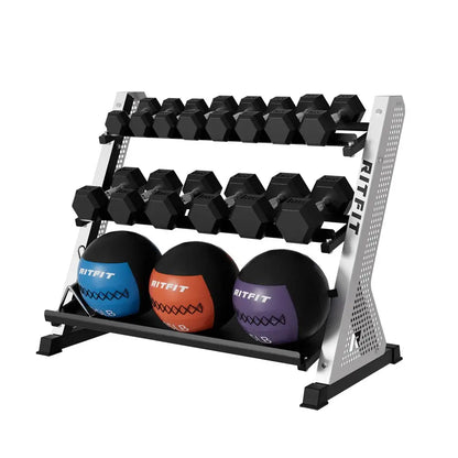 RITFIT PWR05 3-Tier Dumbbell Weight Rack, at Home Gym Equipment, Home Workout Gear, Workout Gear Equipment for Weight Training