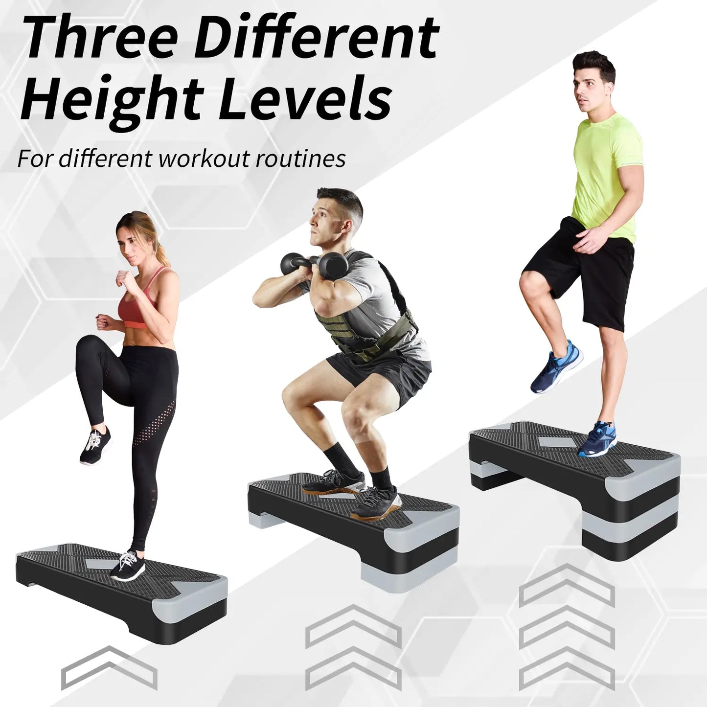 Adjustable Aerobic Stepper Workout Equipment – 27" Exercise Step Platform with 3 Height Levels (4"/6"/8") for Cardio, Strength Training, and Home Gym Equipment