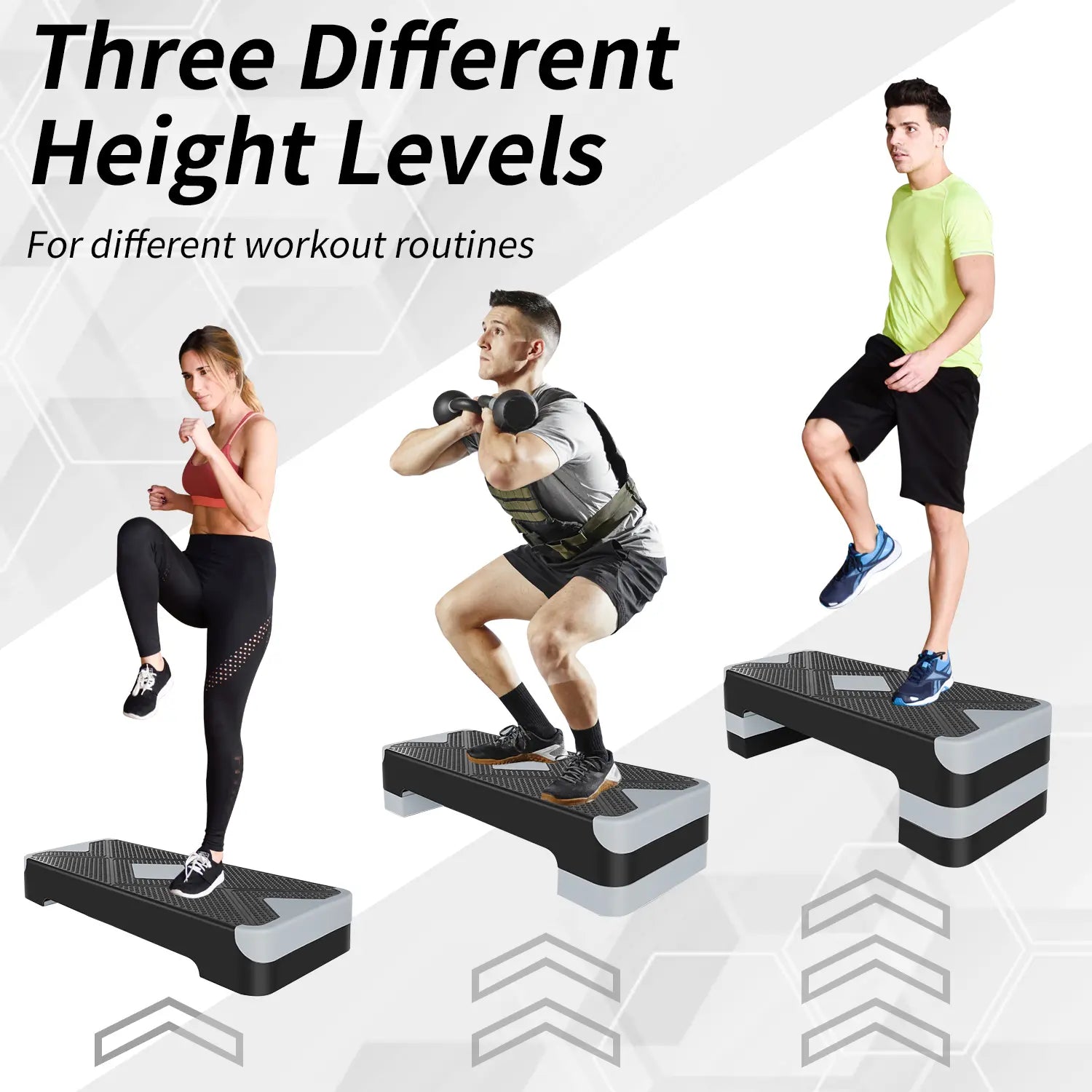 Adjustable Aerobic Stepper Workout Equipment – 27" Exercise Step Platform with 3 Height Levels (4"/6"/8") for Cardio, Strength Training, and Home Gym Equipment