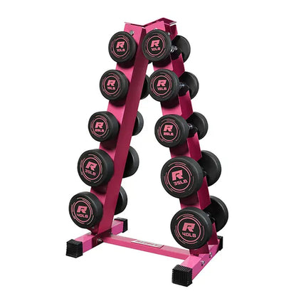 RITFIT Pvc-Coated round Head Dumbbells Set with A-Frame Rack, Home Fitness Equipment for Home Gym Weight Training