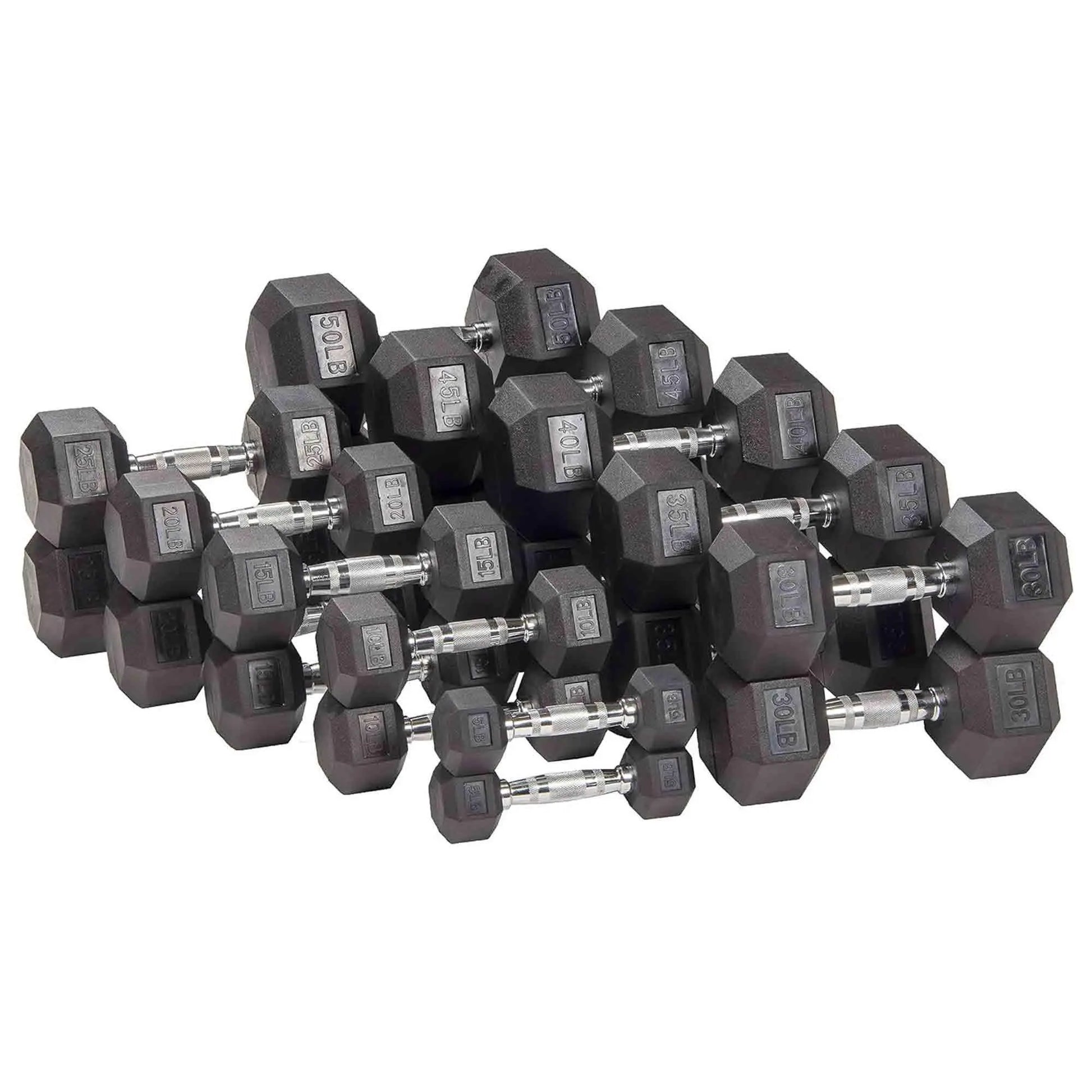 Signature Fitness Hex Dumbbells Strength Workout Equipment Set of 5, 10 & 15 Lbs