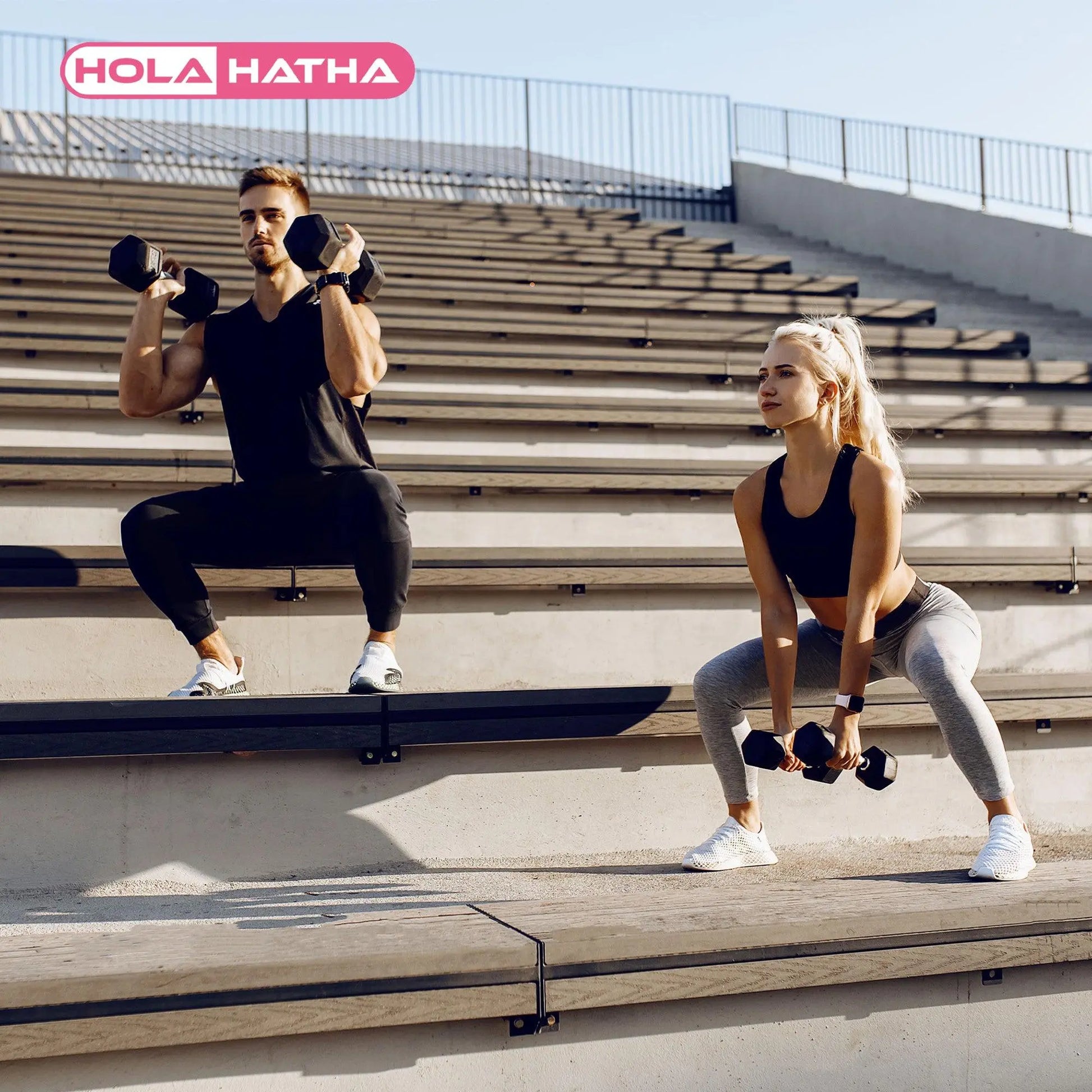 Holahatha Iron Hexagonal Cast Home Exercise Dumbbell Free Weight, 15 Pounds
