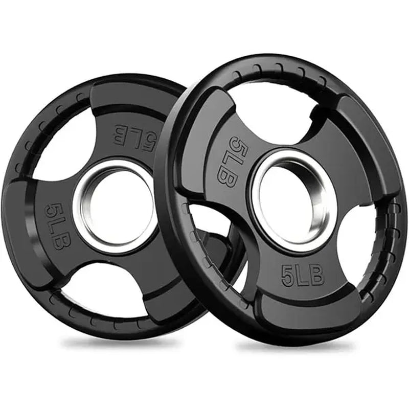 RITFIT Olympic Rubber Grip Barbell Weights - 2-Inch Weight Plates for Weightlifting, Strength Training - Home Exercise Equipment for Home, Gym Use (Single, Pair, Sets: 2.5/5/10/25/35/45 LB)