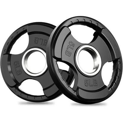 RITFIT Olympic Rubber Grip Barbell Weights - 2-Inch Weight Plates for Weightlifting, Strength Training - Home Exercise Equipment for Home, Gym Use (Single, Pair, Sets: 2.5/5/10/25/35/45 LB)