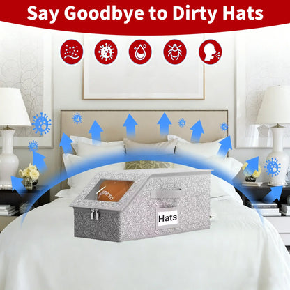 Mother'S Day Gift】 Hat Organizer，Stackable Baseball Cap Storage Box for Baseball Caps,Holds up to 24 Hats, Durable Cardboard Box for Men, Classic Style, Wardrobe Organizer