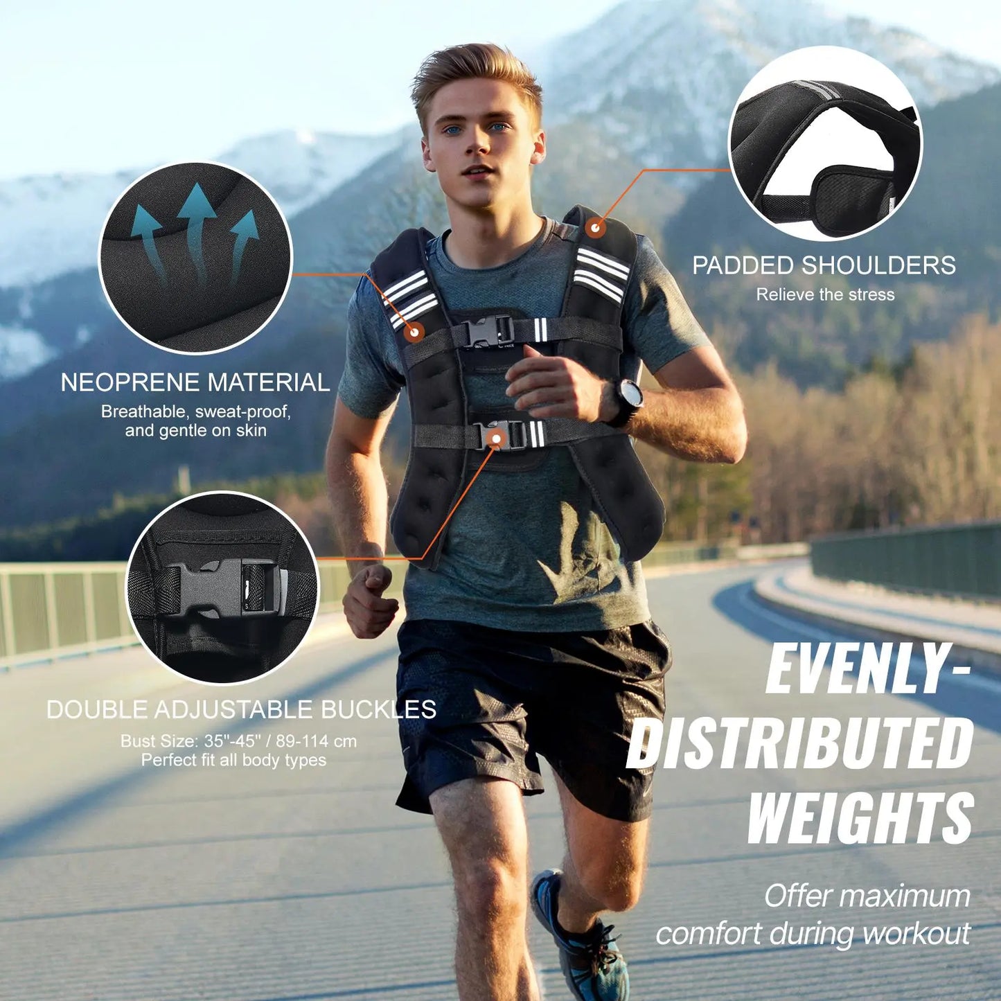 【Summervibes】Vevor Weighted Vest, 12 Lbs Weight Vest with Reflective Stripe, Adjustable Buckle Body Weight Vest for Men Women, Workout Equipment for Strength Training, Running, Jogging, Fitness, and Weight Loss