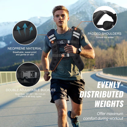 【Summervibes】Vevor Weighted Vest, 12 Lbs Weight Vest with Reflective Stripe, Adjustable Buckle Body Weight Vest for Men Women, Workout Equipment for Strength Training, Running, Jogging, Fitness, and Weight Loss
