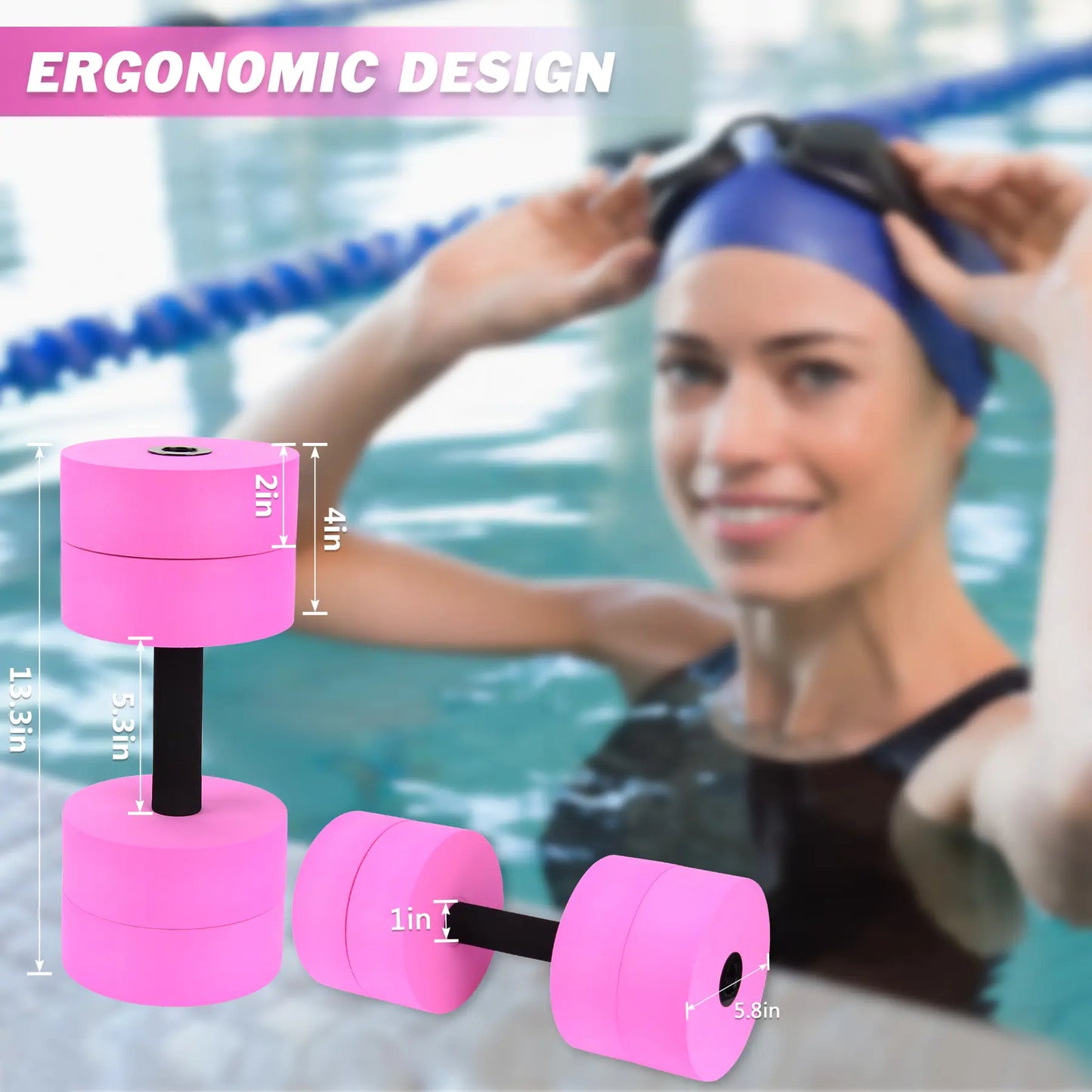 Aquatic Exercise Dumbbells Water Barbell Pool Resistance Aquatic Fitness Barbells with 4 High-Density EVA Foam Pool Weights Dumbbells