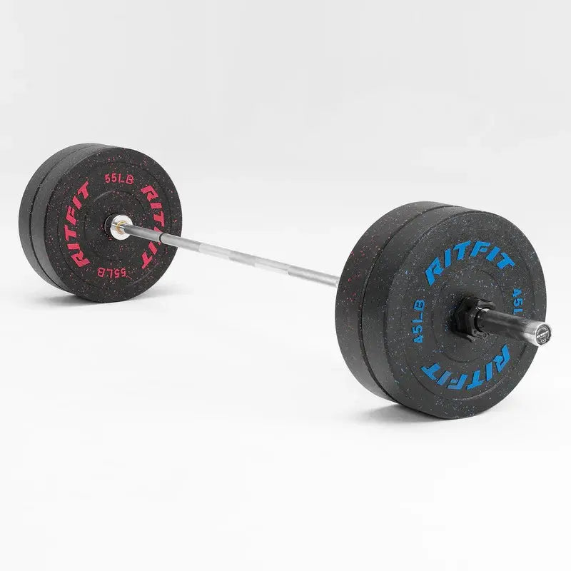 RITFIT Fleck Bumper Plates, 2-Inch Olympic Barbell Weights with Rubber Construction for Weight Training