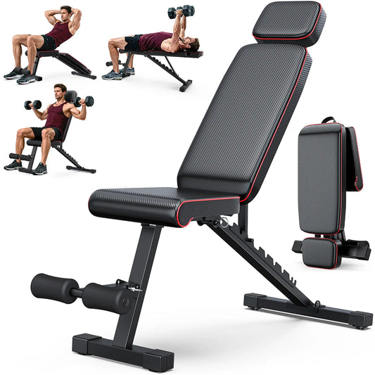 Adjustable Weight Bench,Workout Bench Press for Home Gym, Foldable Incline Decline Sit up Exercise Bench for Full Body Strength Training